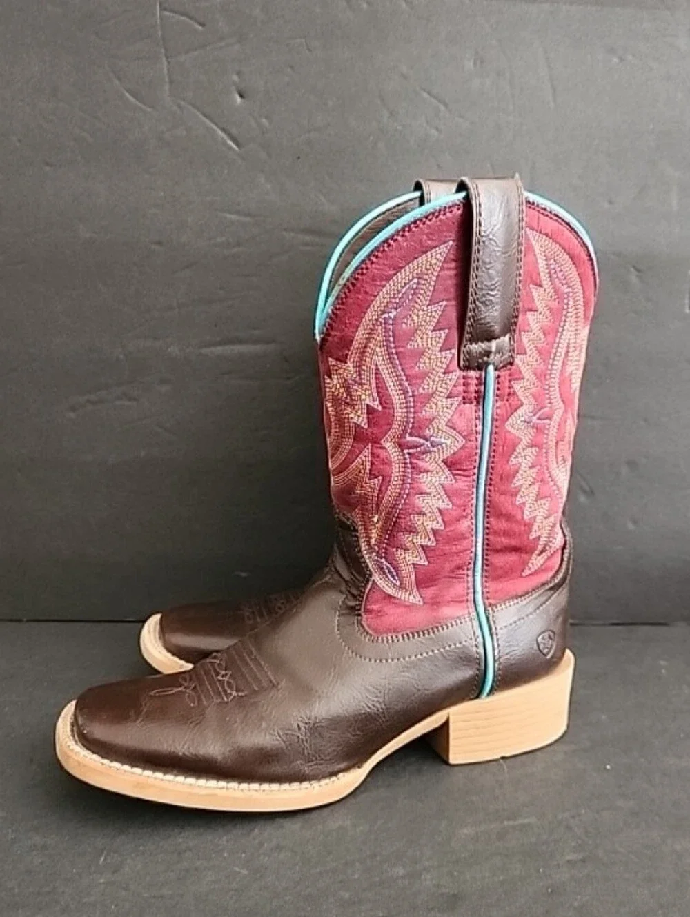 Ariat Kids Girls 8 Bristo Western Boot Cowboy Square Toe Brown Red Size 2.5